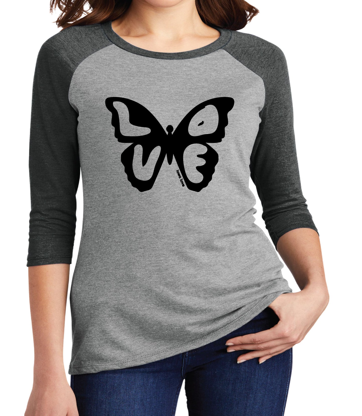 LOVE Butterfly Women's Raglan 3/4 Sleeve