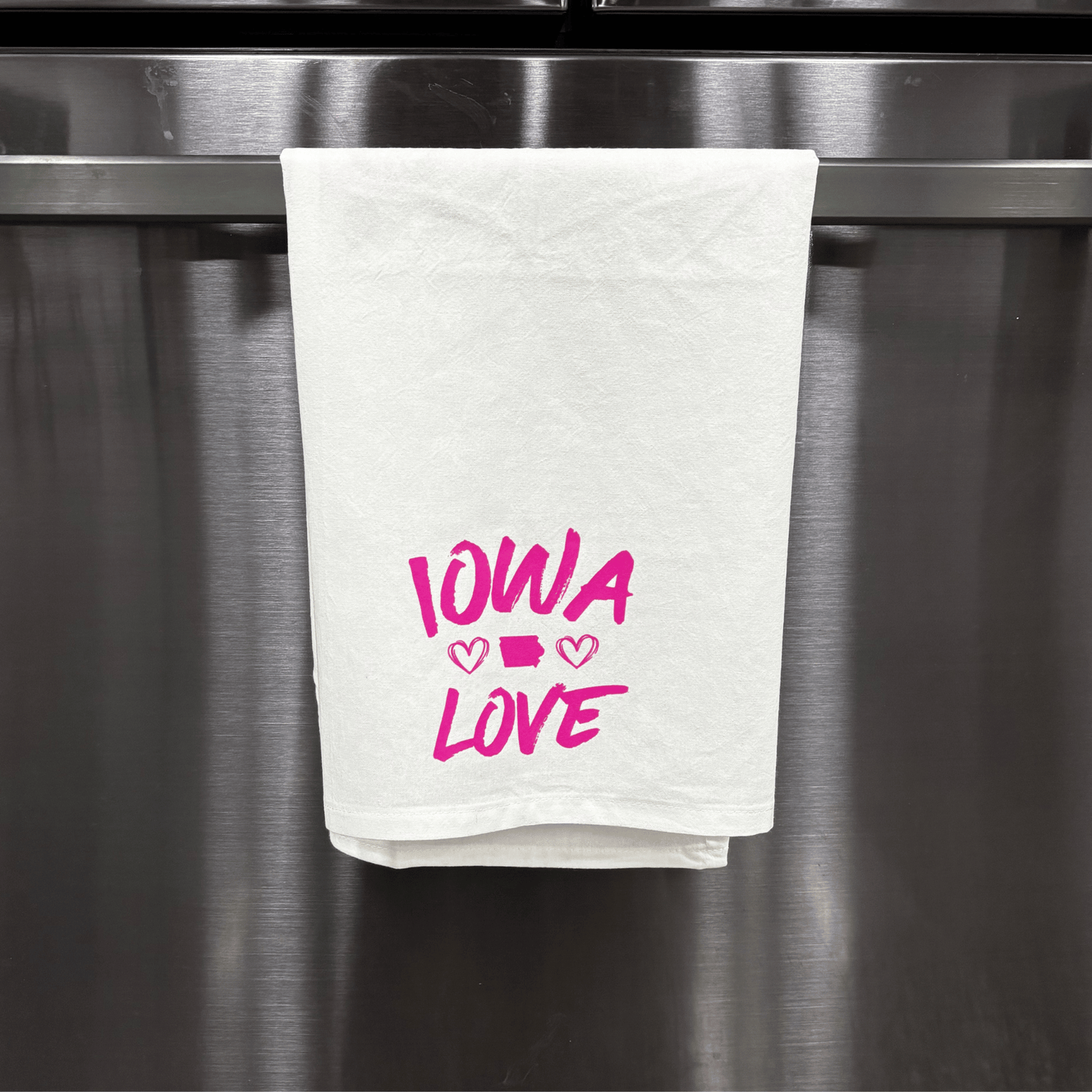 "Iowa love" in Pink Tea Towel