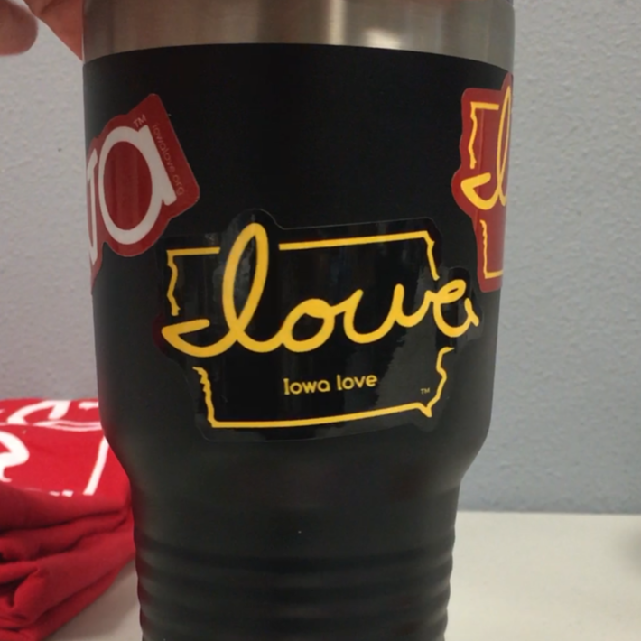 "Iowa love" Black & Gold Sticker