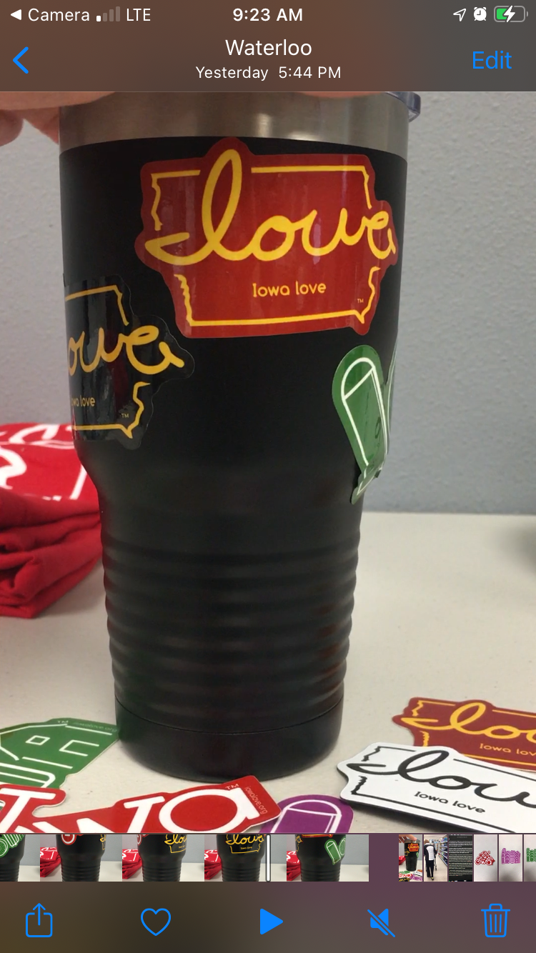 "Iowa love" Cardinal & Gold Sticker