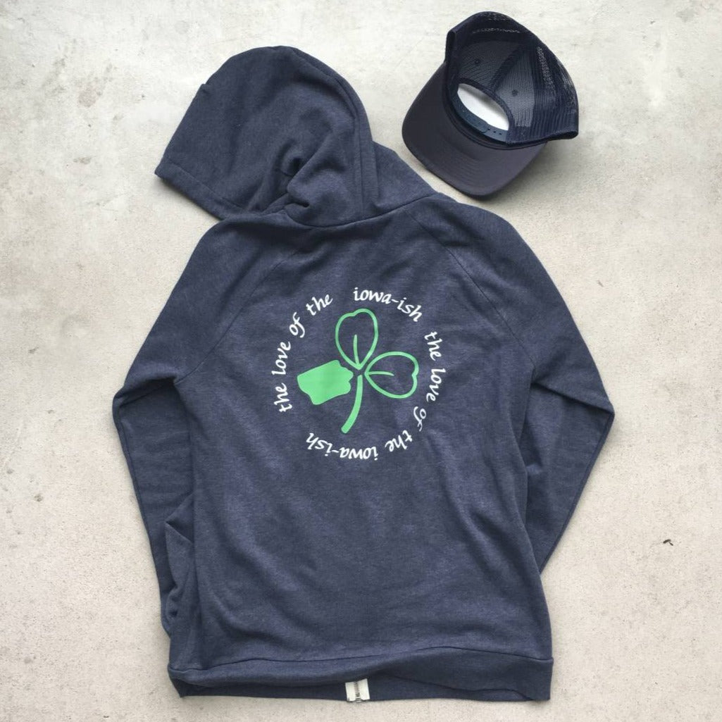 "Iowa love" Irish Zip-Up Hoodie