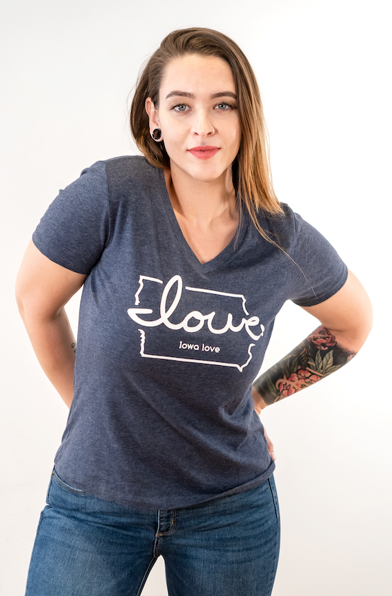 "Iowa love" Ladies V-Neck