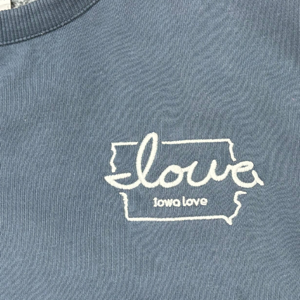 "Iowa love" Embroidered Wash Fleece Sweatshirt