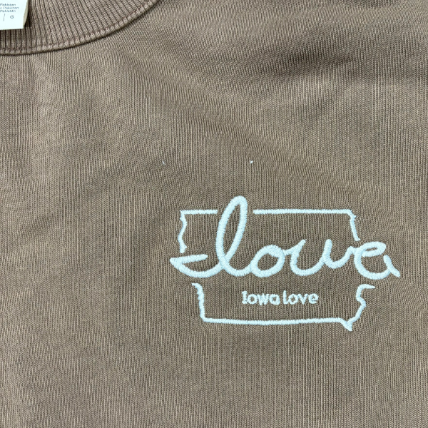 "Iowa love" Embroidered Wash Fleece Sweatshirt