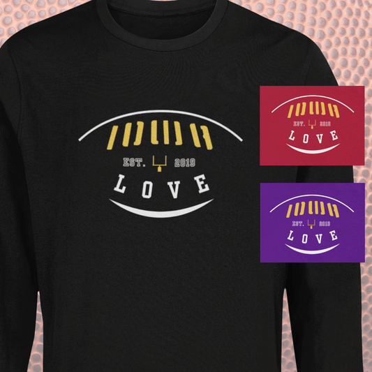 "IOWA Love" Football Long Sleeves in Team Colors