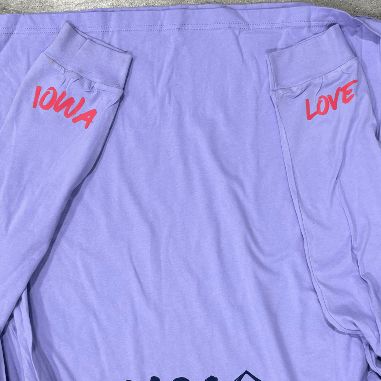 "Iowa love" Long Sleeve in Lavendar with Cuff Message