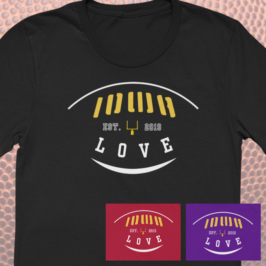 "IOWA Love" Football Tee in Team Colors