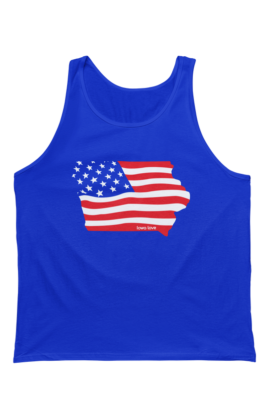 "Iowa US Flag" Blue Tank Top