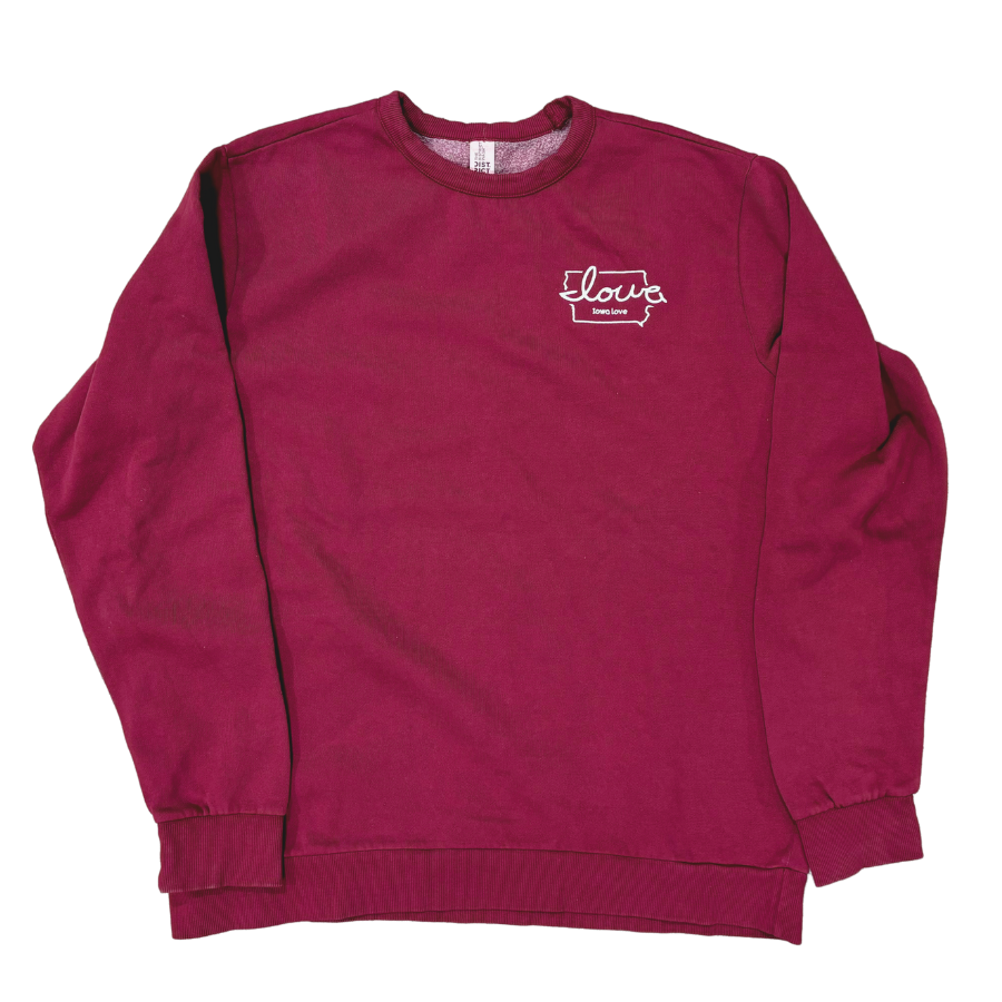 "Iowa love" Embroidered Wash Fleece Sweatshirt