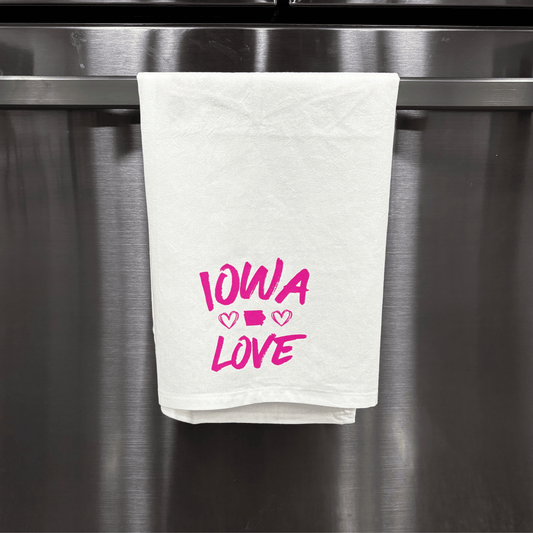 "Iowa love" in Pink Tea Towel