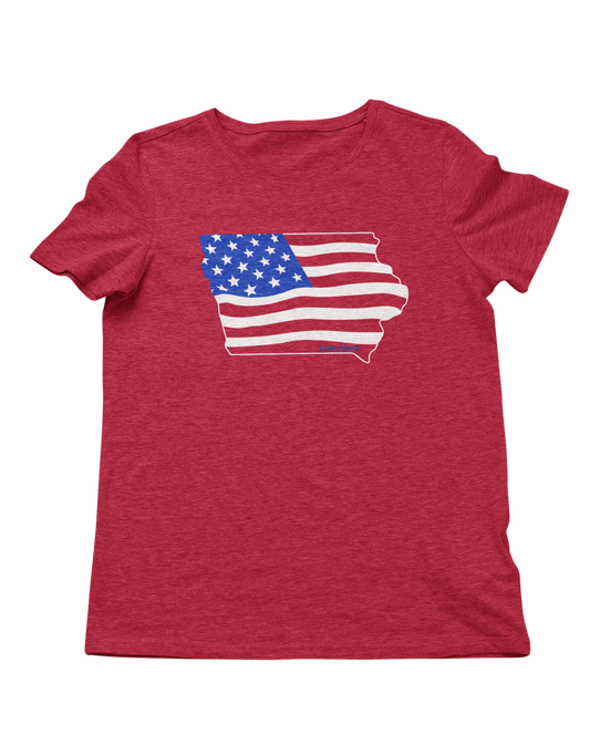 "Iowa US Flag" Red T-Shirt