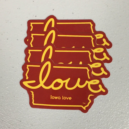 "Iowa love" Cardinal & Gold Sticker