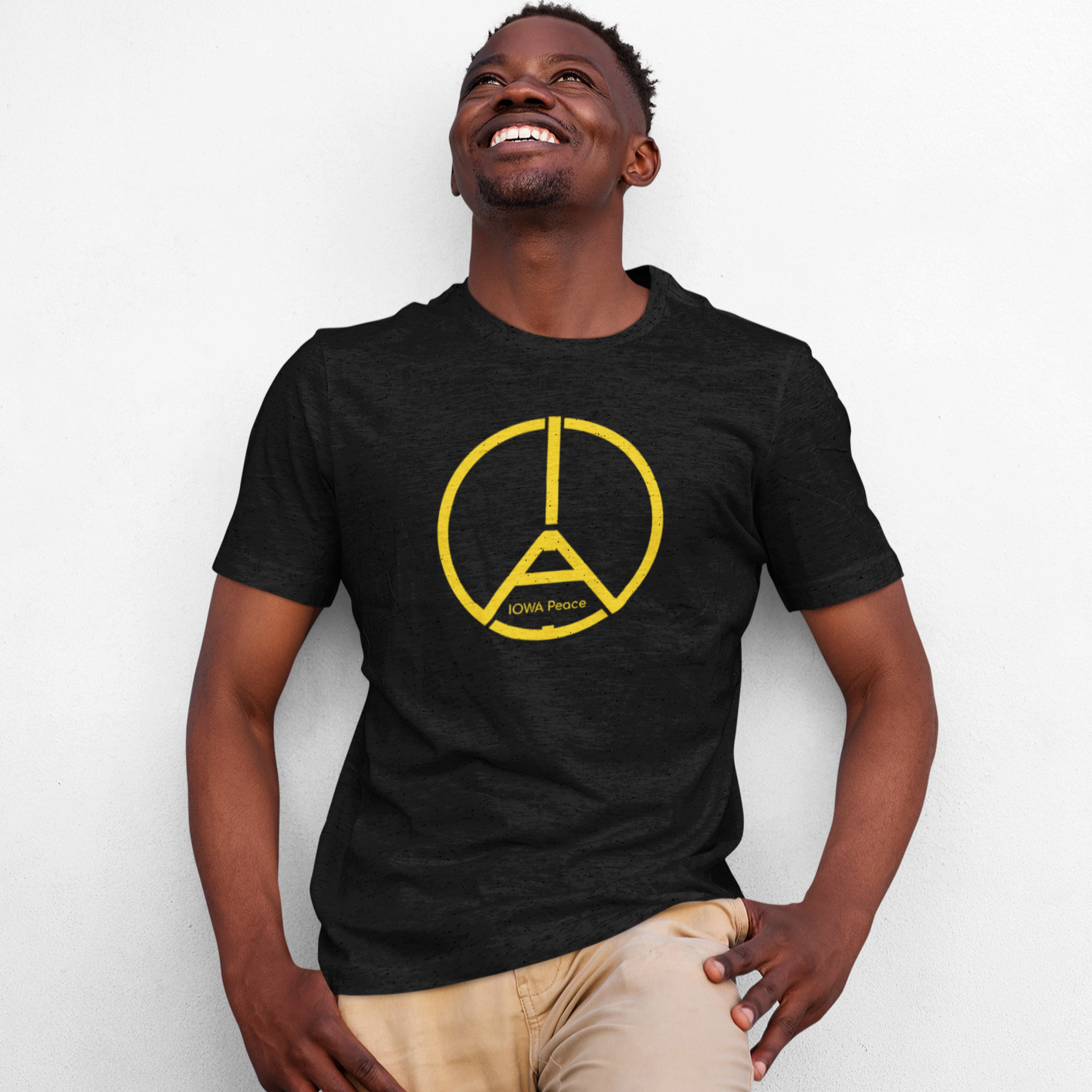"IOWA Peace" Symbol T-Shirt Black & Gold