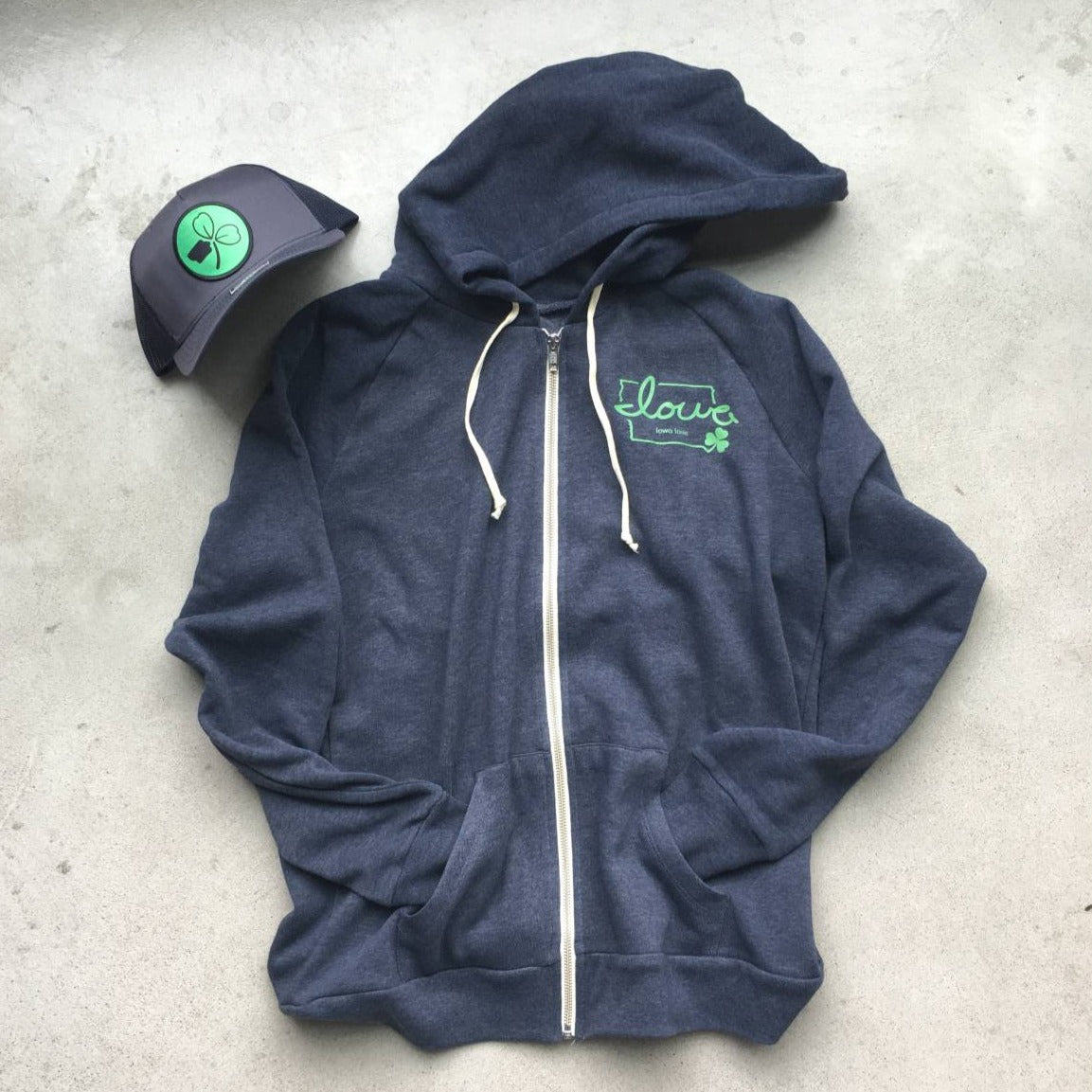 "Iowa love" Irish Zip-Up Hoodie