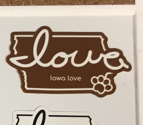 "Iowa love" + Paw Sticker