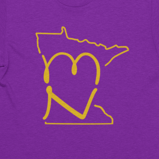 MN Love (Minnesota) T-Shirt - Heather Purple & Gold