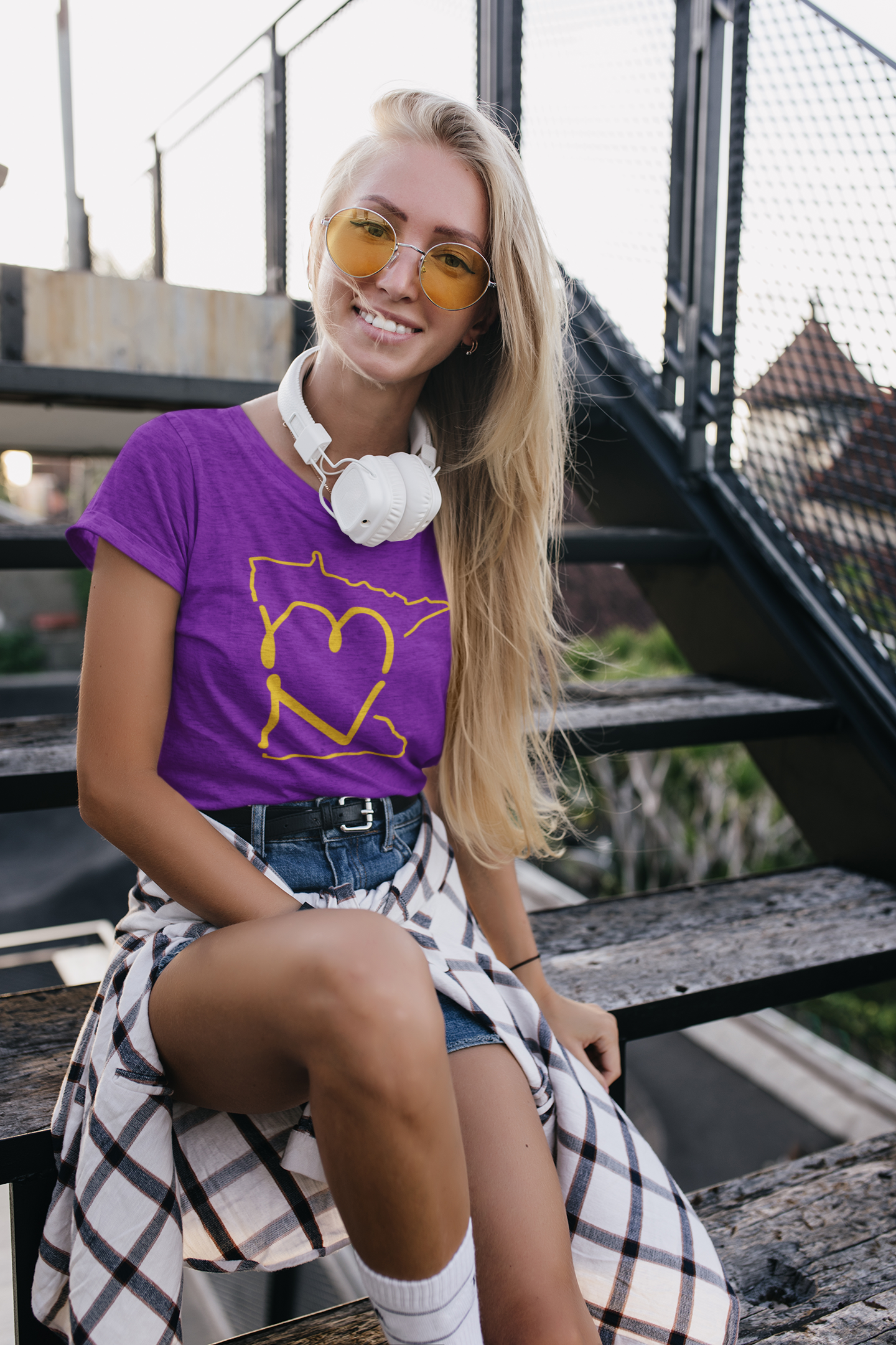 MN Love (Minnesota) T-Shirt - Heather Purple & Gold